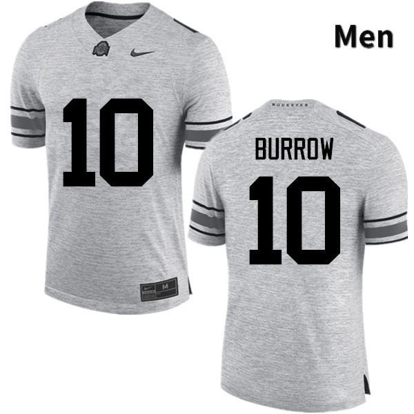 Ohio State Buckeyes Joe Burrow Men's #10 Gray Game Stitched College Football Jersey